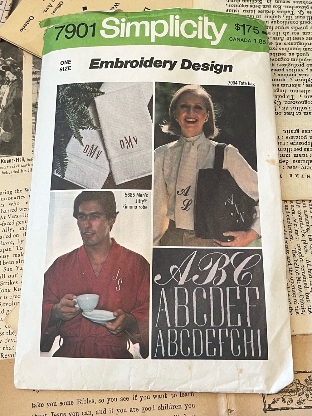 Simplicity 7901 Wax Transfers for Embroidery Design